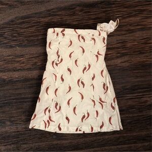 Jessica Simpson Red Chili Pepper White Strapless Mini Dress